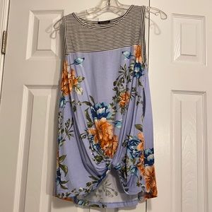 NWT Pink Clover Striped/Floral Sleeveless Top